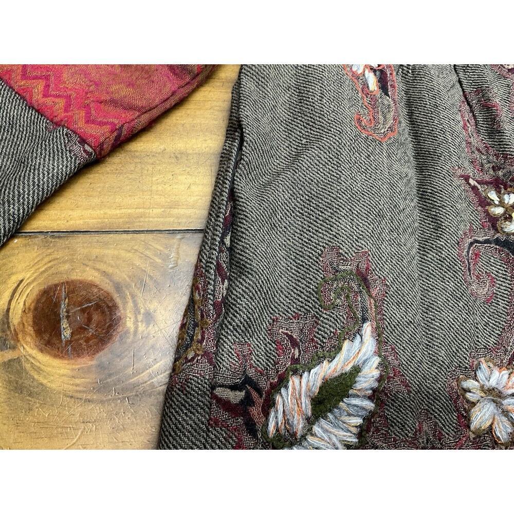 Soft Surroundings Embroidered Gray Sweater Jacket with Rust and Purple Accents - Picture 11 of 13
